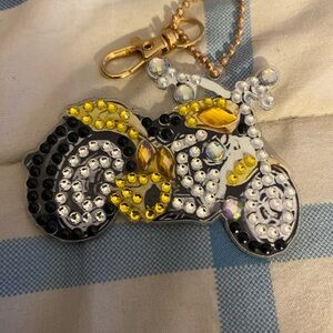 Handmade double sided diamond art Motorcycle Keychain